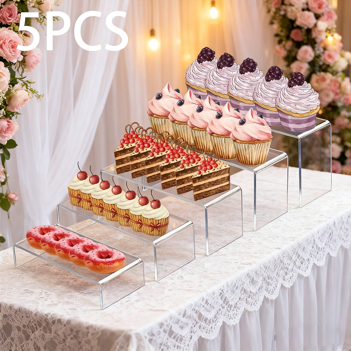 Cupcake Stand Tier - 5pcs Acrylic Dessert Display Stand Durable