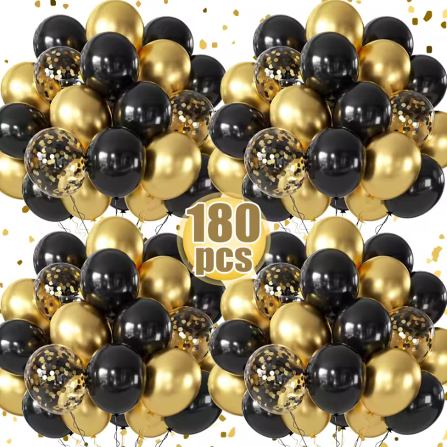 Balloon Pump Hand - 180/15pcs Latex Balloons Shiny Sequin Black