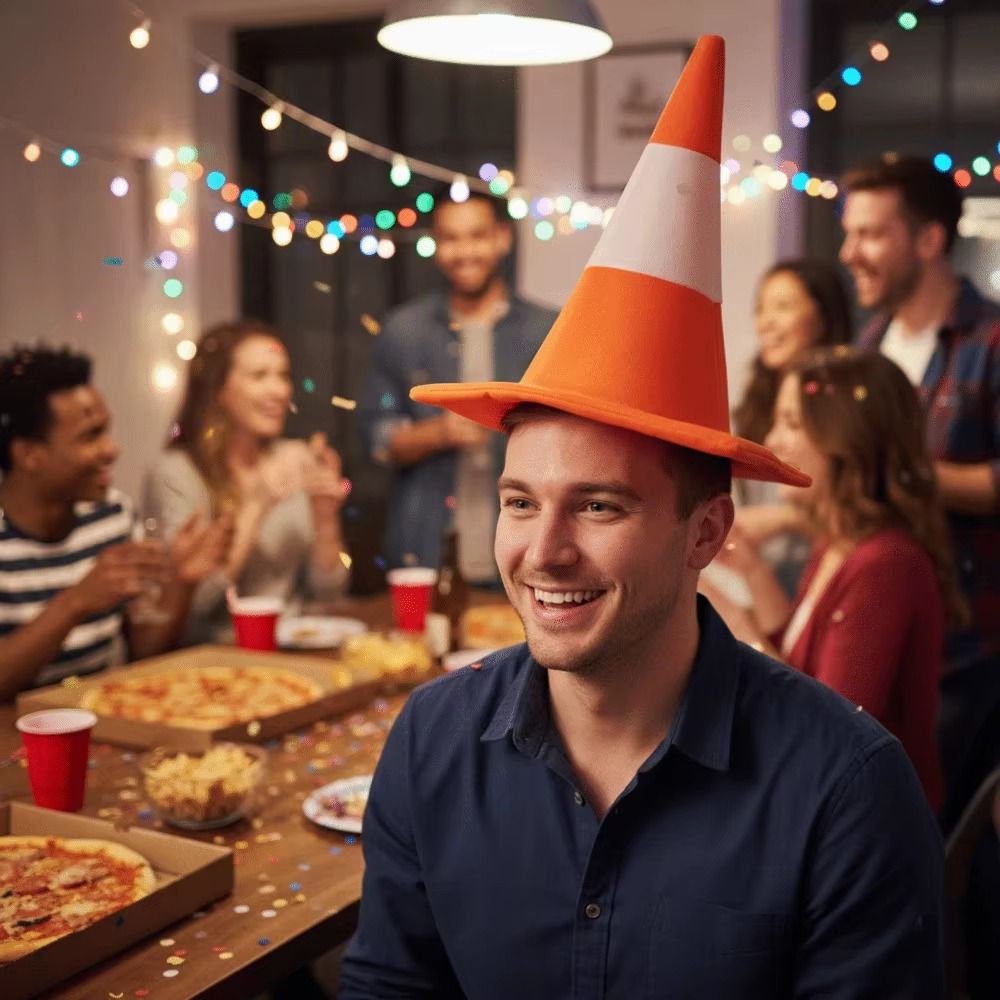 Party Hat Cone - Funny Foldable Design Traffic Cone Hat