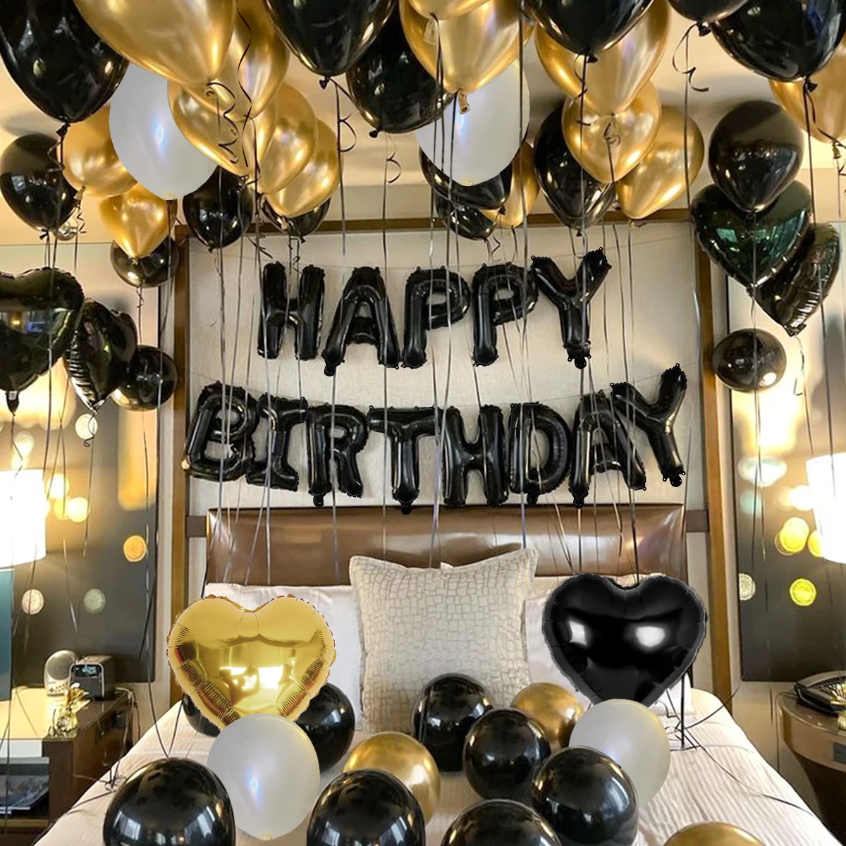 42pcs black and gold birthday  - Balloon Pump Hand review and price