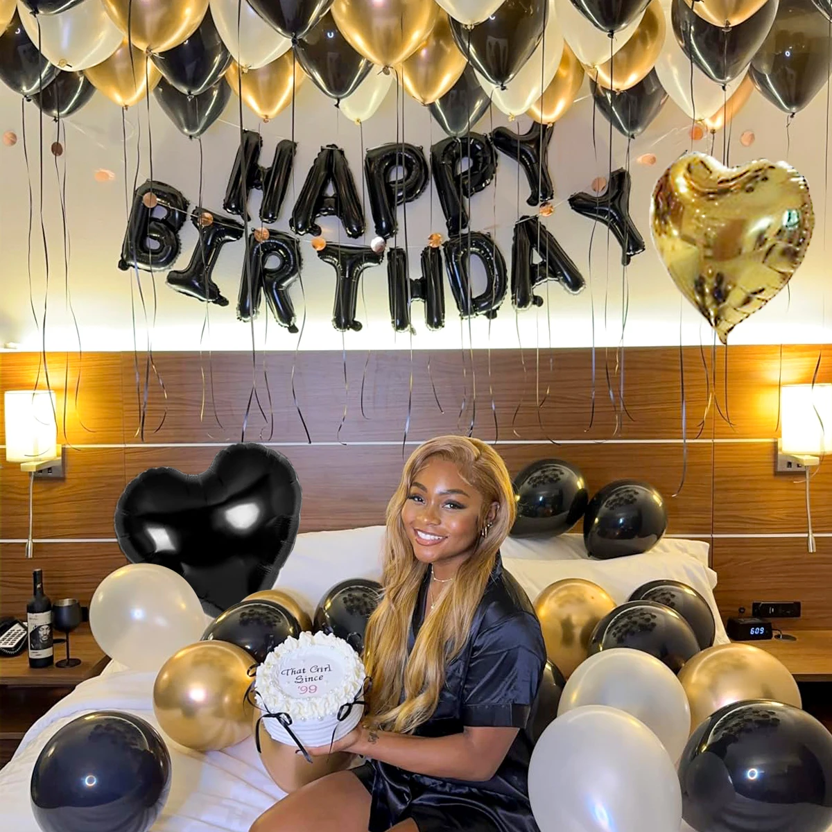 42pcs black and gold birthday  - Balloon Pump Hand review and price