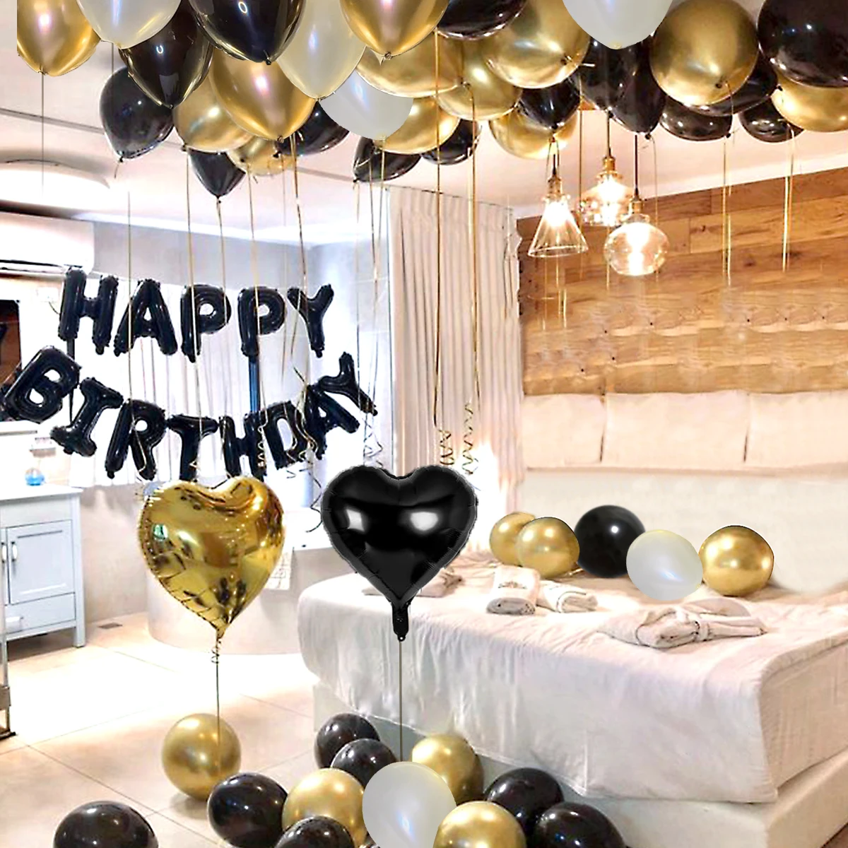 42pcs black and gold birthday  - Balloon Pump Hand review and price