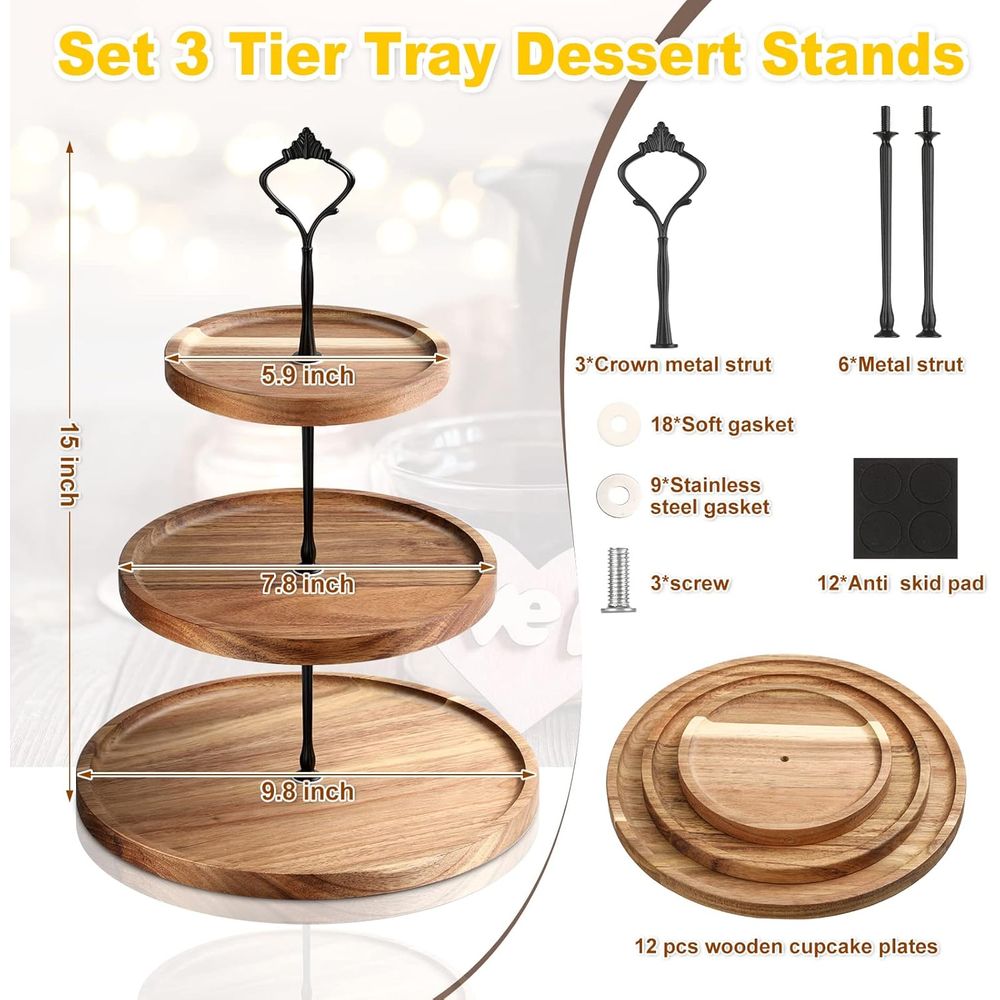 3 Set 3 Tier Wood Cupcake Stan - Cupcake Stand Tier review and price