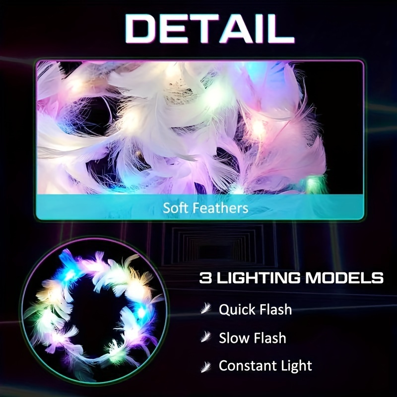 10pcs LED Feather Wreath Crown - Cotton Candy Cone review and price