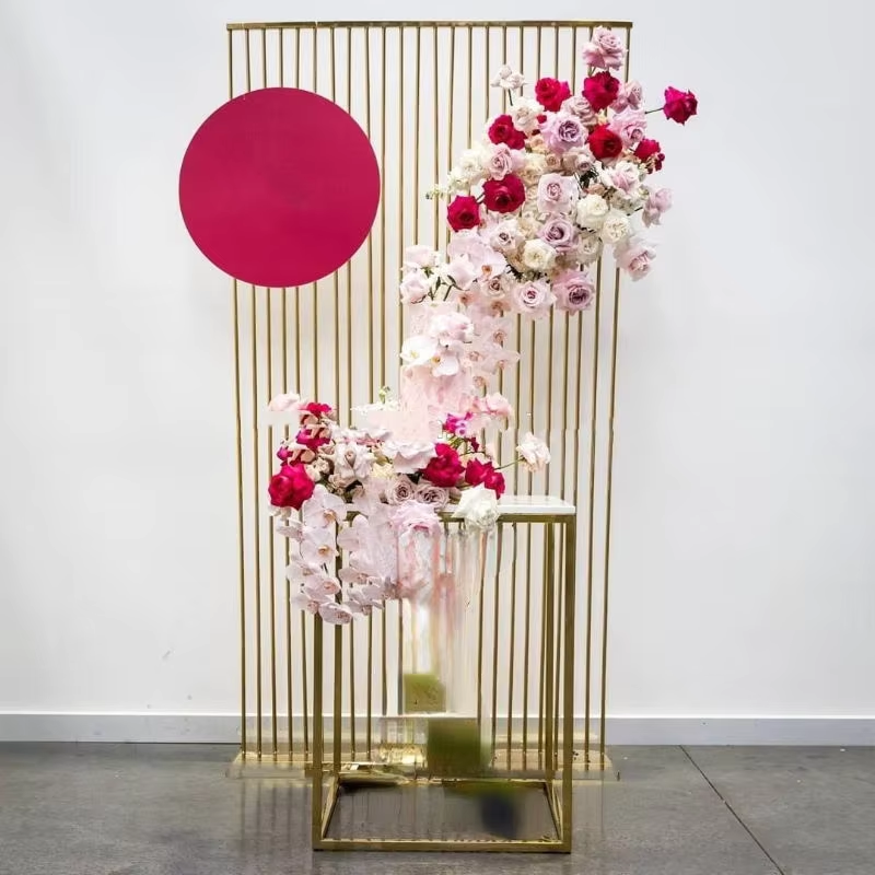 Shiny Gold Metal Frame Flower  - Dessert Table Backdrop review and price