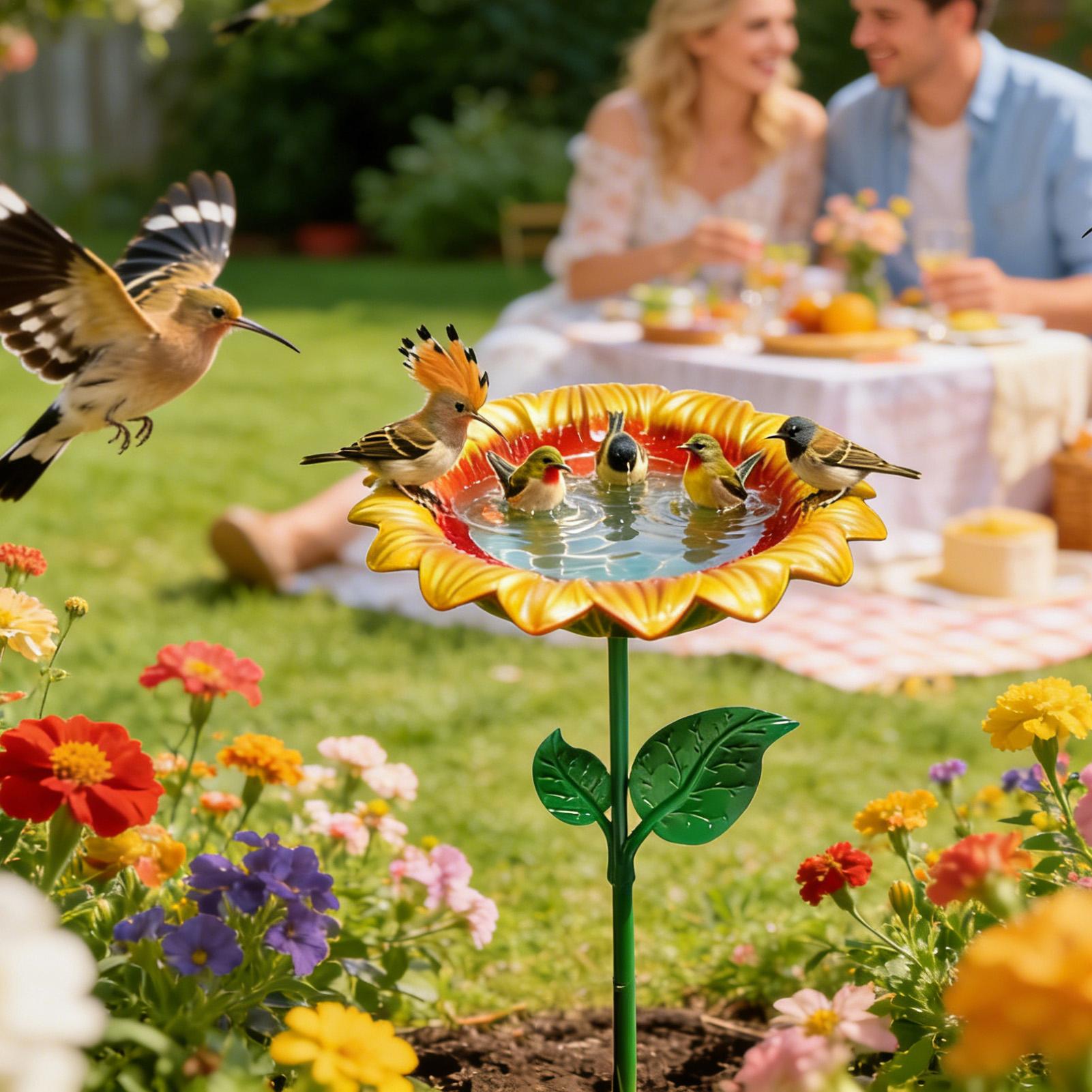 Outdoor Bird Bath Metal Sunflo - Event Support review and price