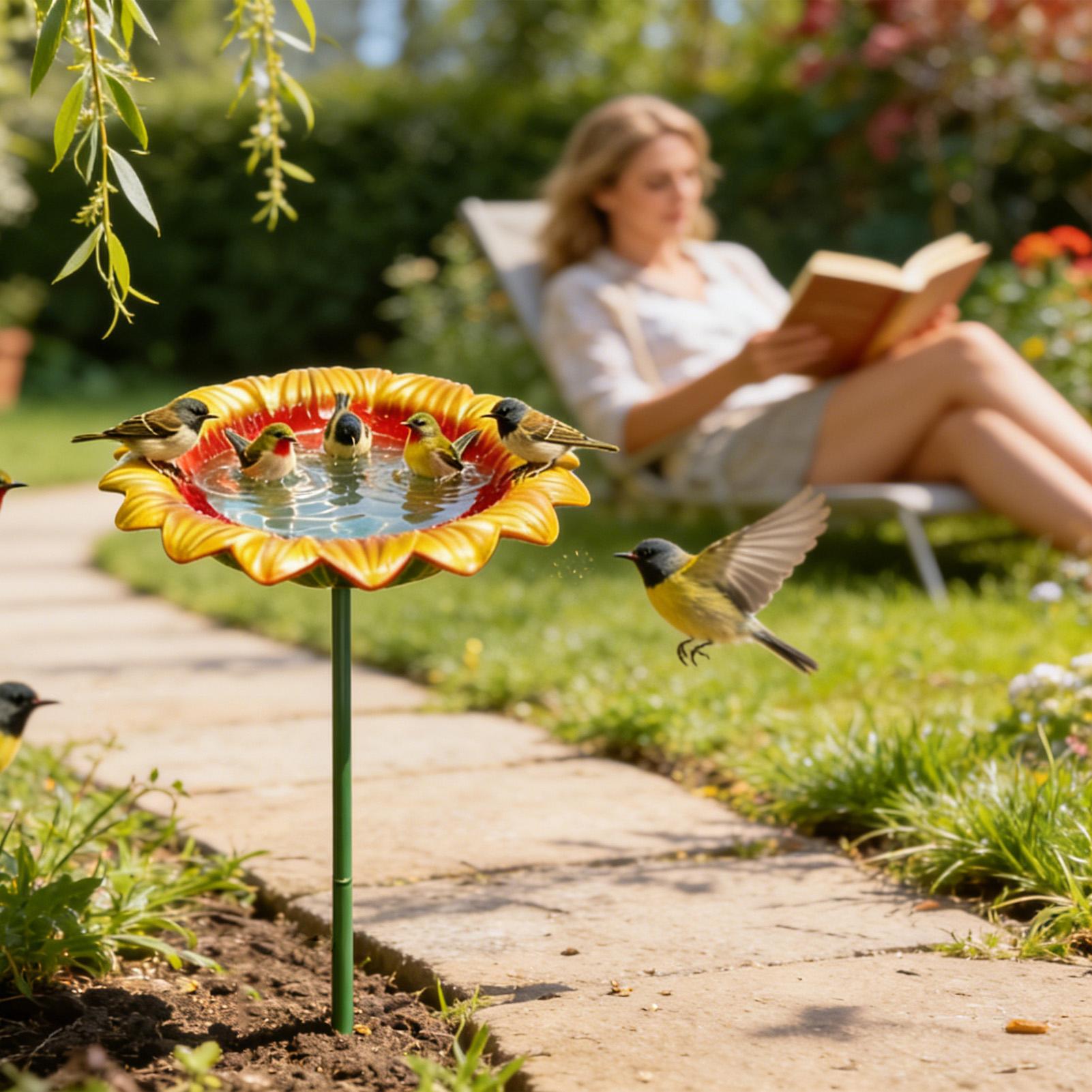 Outdoor Bird Bath Metal Sunflo - Event Support review and price