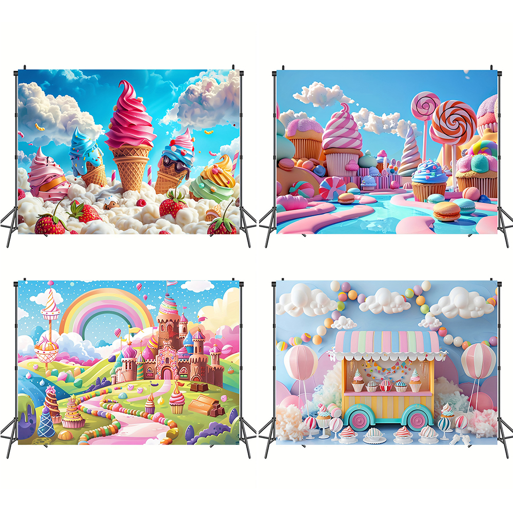 Sweet Ice Cream Theme Backdrop - Dessert Table Backdrop review and price