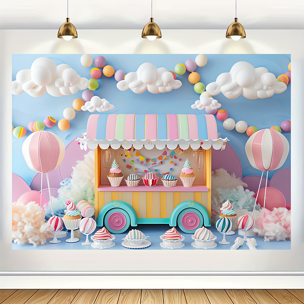 Sweet Ice Cream Theme Backdrop - Dessert Table Backdrop review and price
