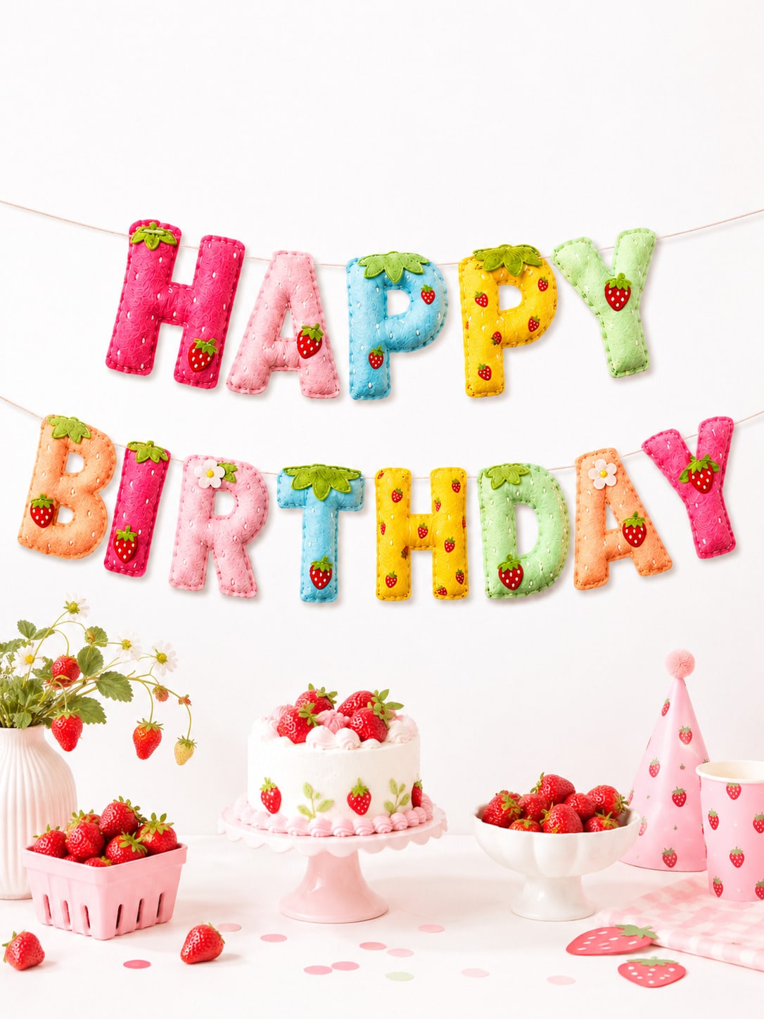 Strawberry Theme Happy Birthda - Dessert Table Backdrop review and price