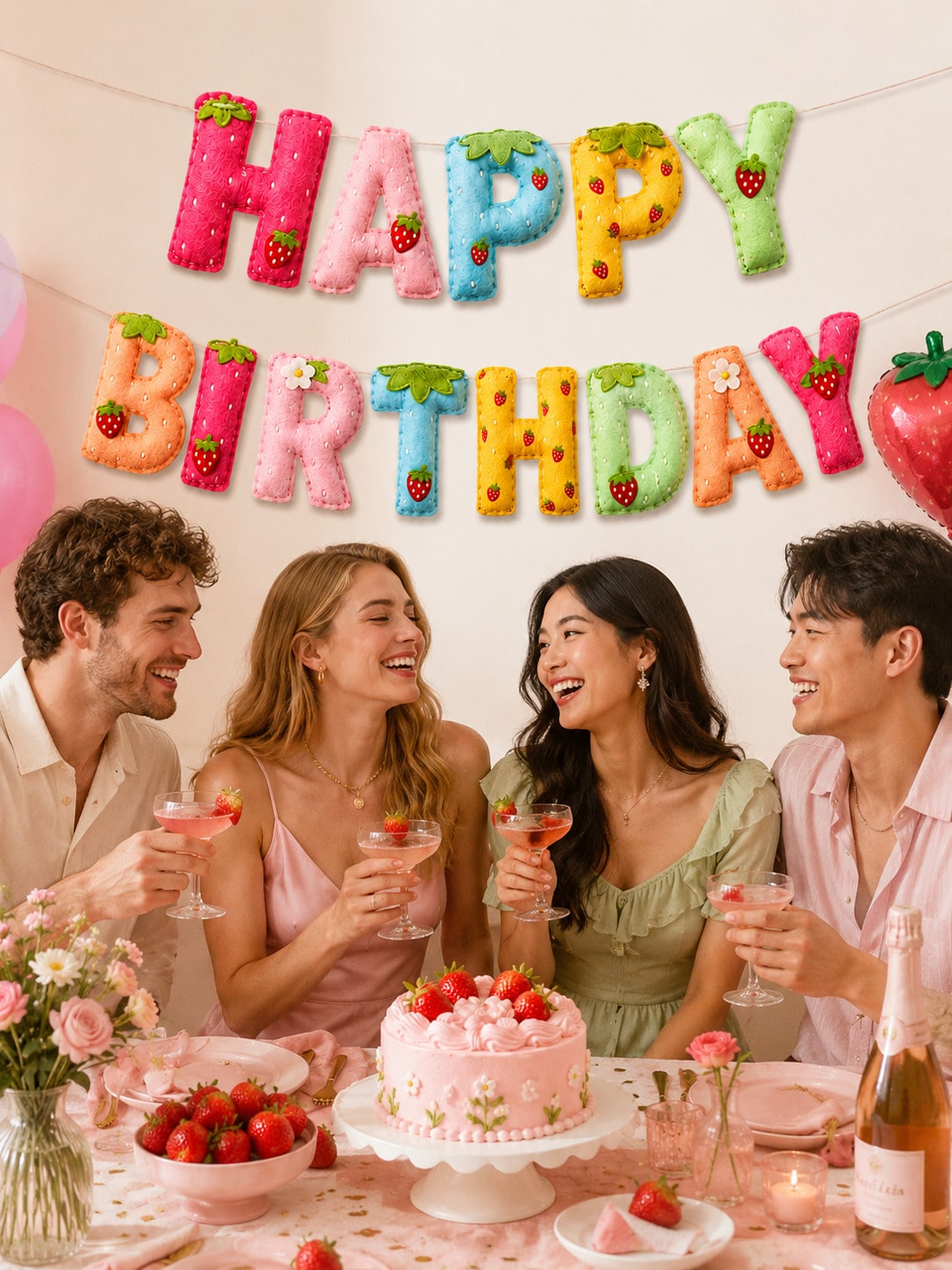 Strawberry Theme Happy Birthda - Dessert Table Backdrop review and price