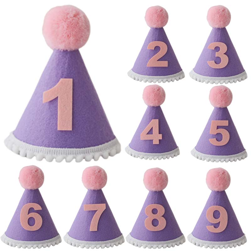 Purple Birthday Hat 1 2 3 4 5  - Party Hat Cone review and price
