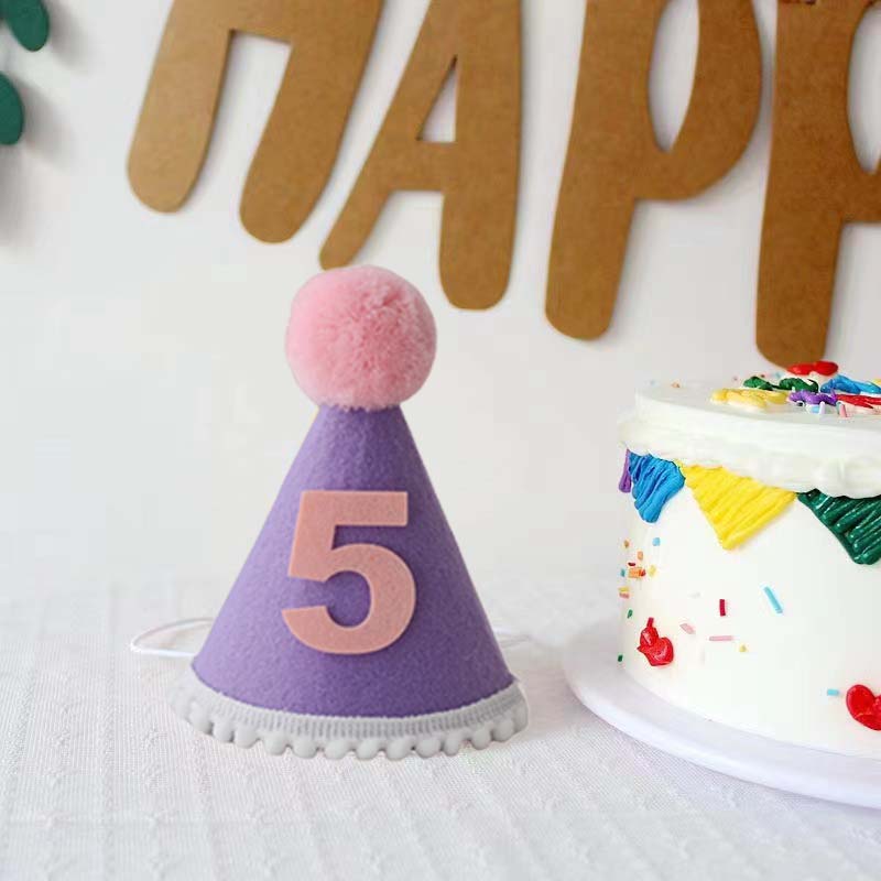 Purple Birthday Hat 1 2 3 4 5  - Party Hat Cone review and price