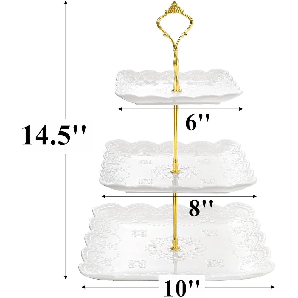 2 Pack 3-Tier White Ceramic Em - Cupcake Stand Tier review and price