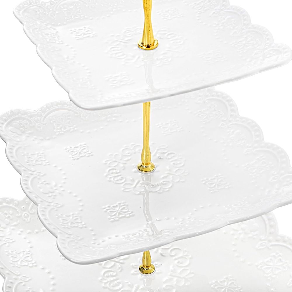 2 Pack 3-Tier White Ceramic Em - Cupcake Stand Tier review and price