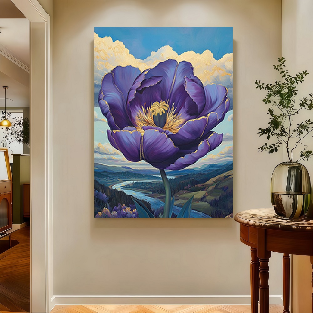 Framed Large Purple Peony Flow - Flower Wall Panel review and price