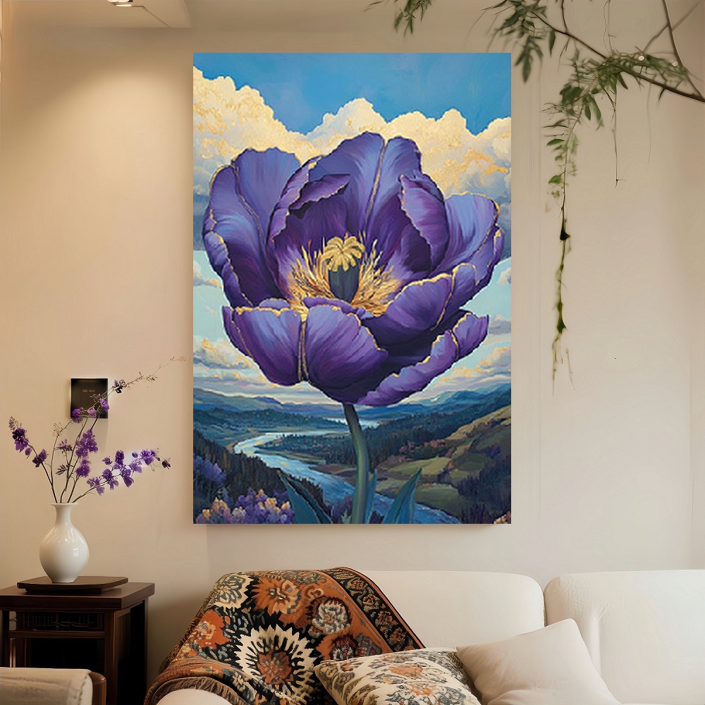 Framed Large Purple Peony Flow - Flower Wall Panel review and price