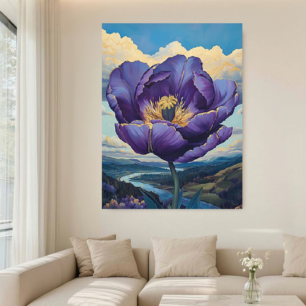 Framed Large Purple Peony Flow - Flower Wall Panel review and price