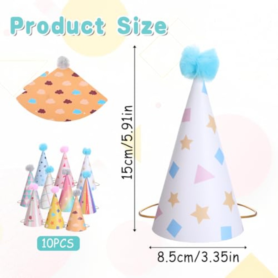 10 PCS Birthday Party Hats for - Party Hat Cone review and price