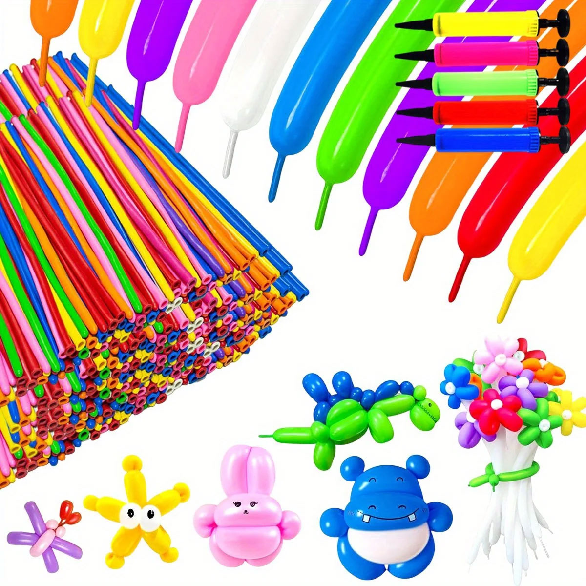 50/100pcs Colorful Long Latex  - Balloon Pump Hand review and price