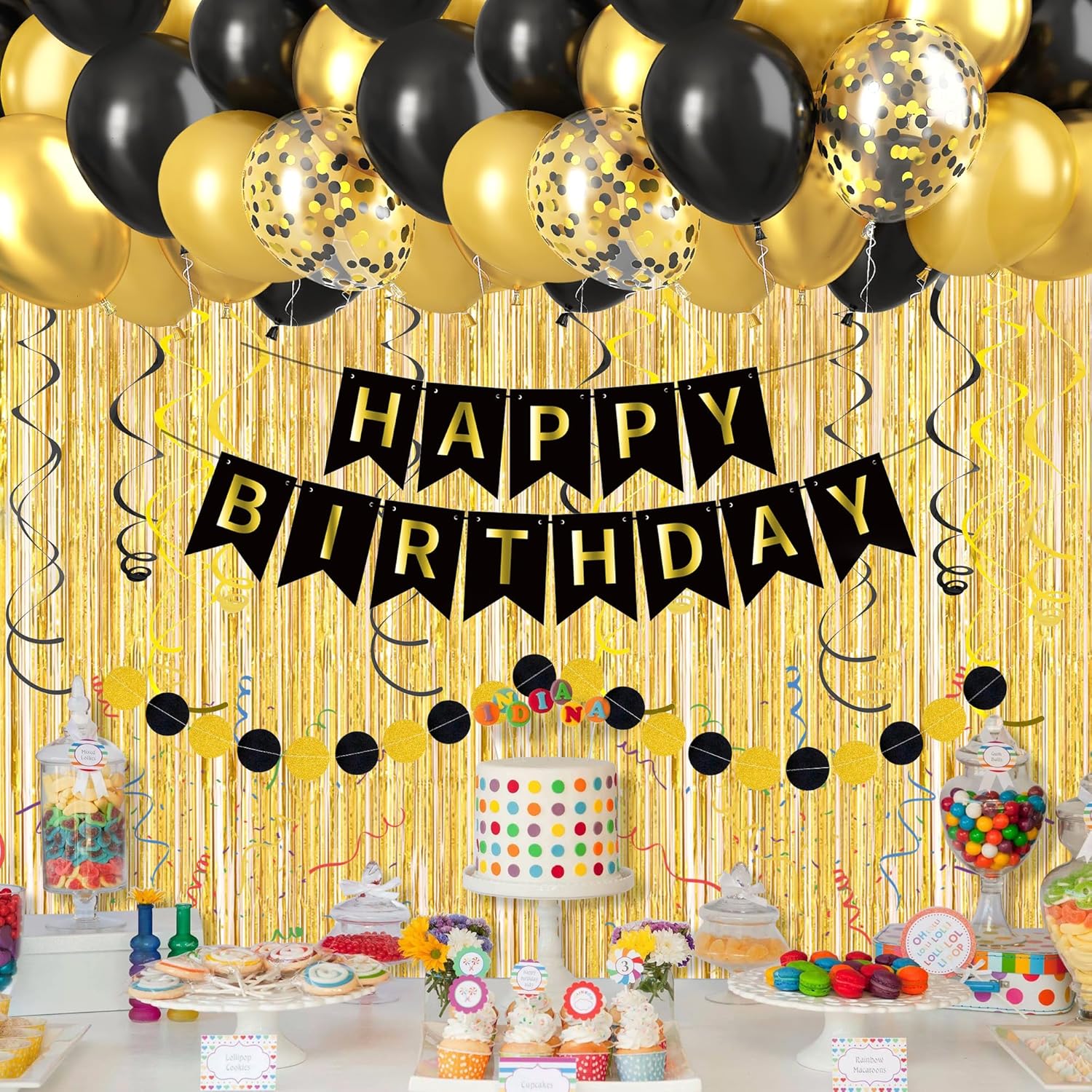 Black Gold Happy Birthday Deco - Balloon Arch Kit review and price
