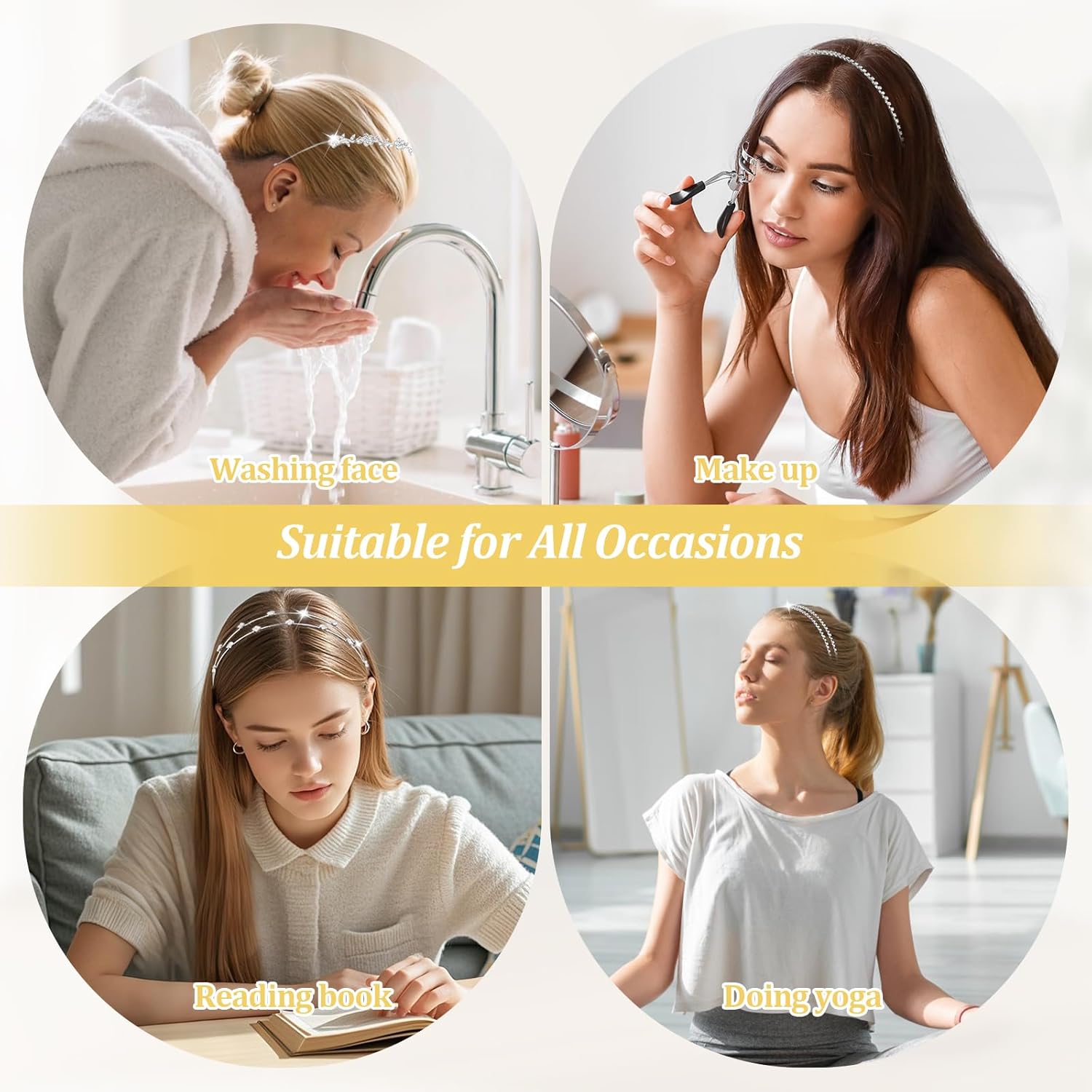 4 Pcs Rhinestone Headband Set  - Event & Party Supply Photos review and price