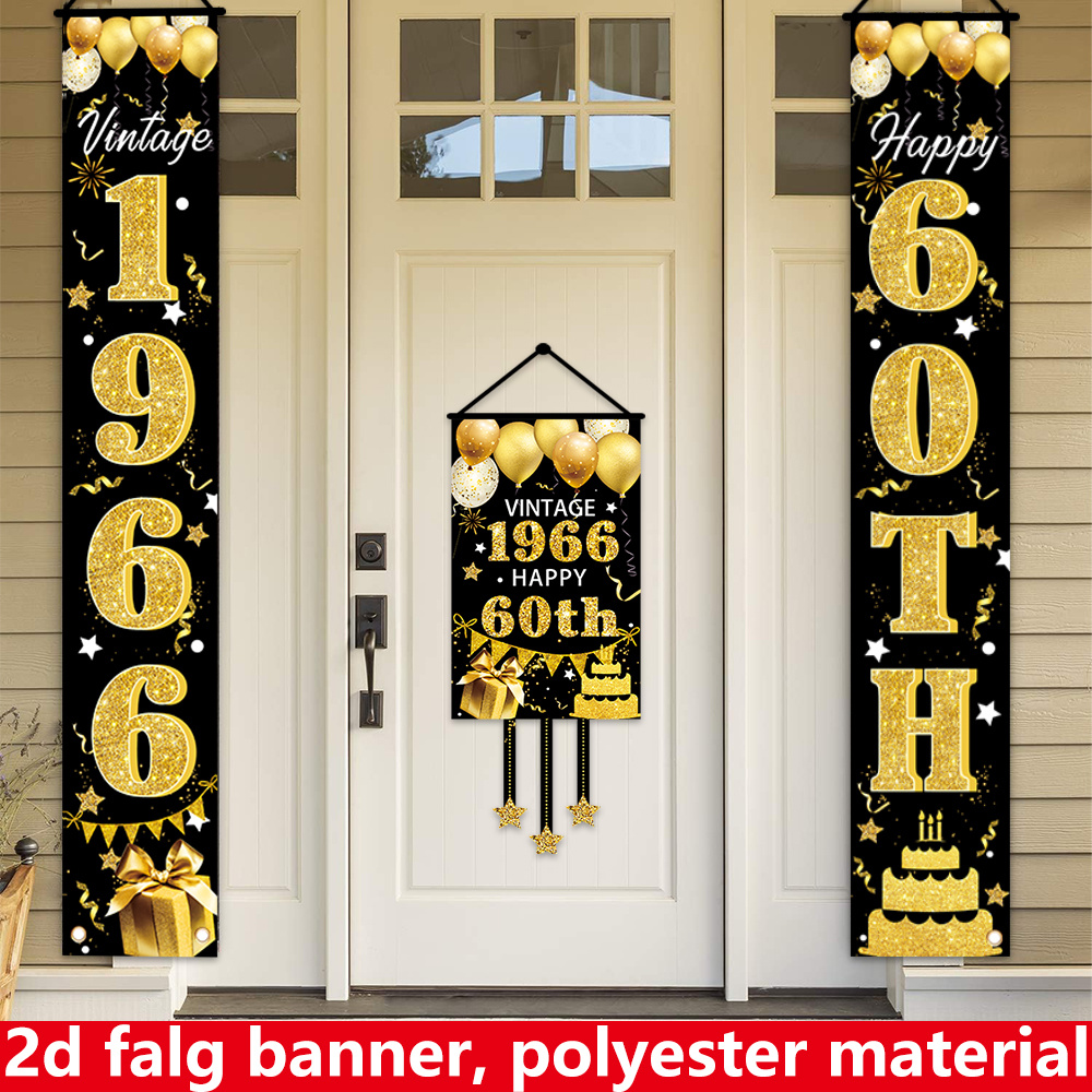 2D Flat 3-Piece 60th Birthday  - Party Banner Gold review and price