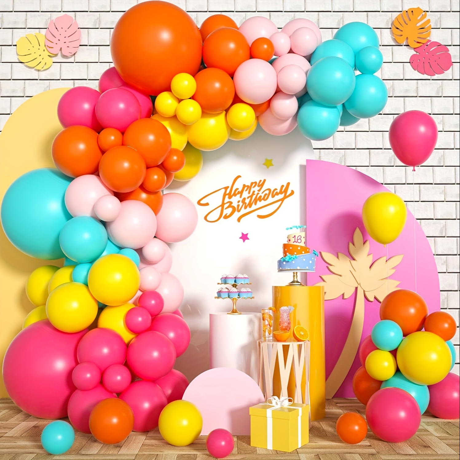 130pcs Pink Yellow Orange Ball - Balloon Arch Kit review and price