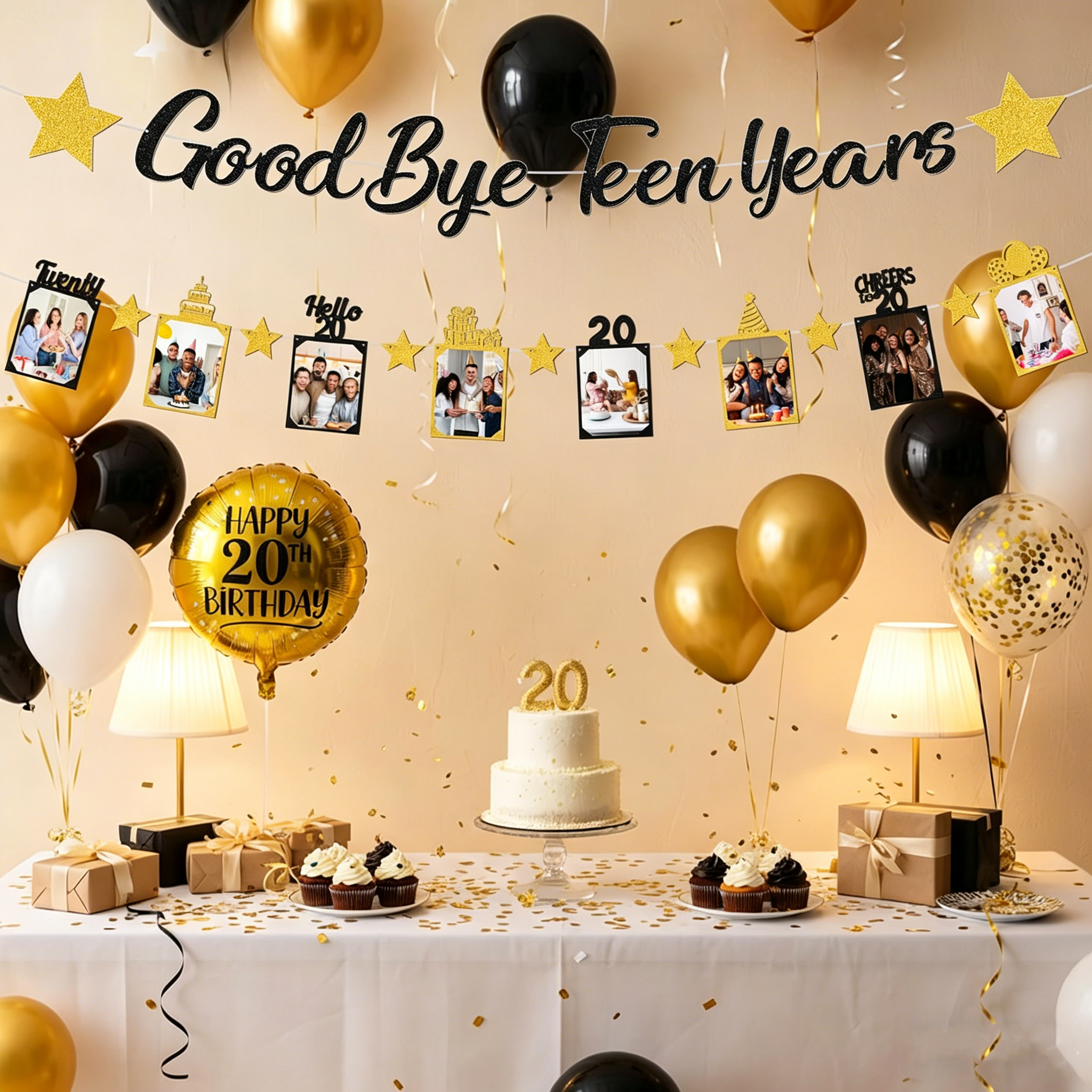 Black Gold Glitter Goodbye Tee - Party Banner Gold review and price