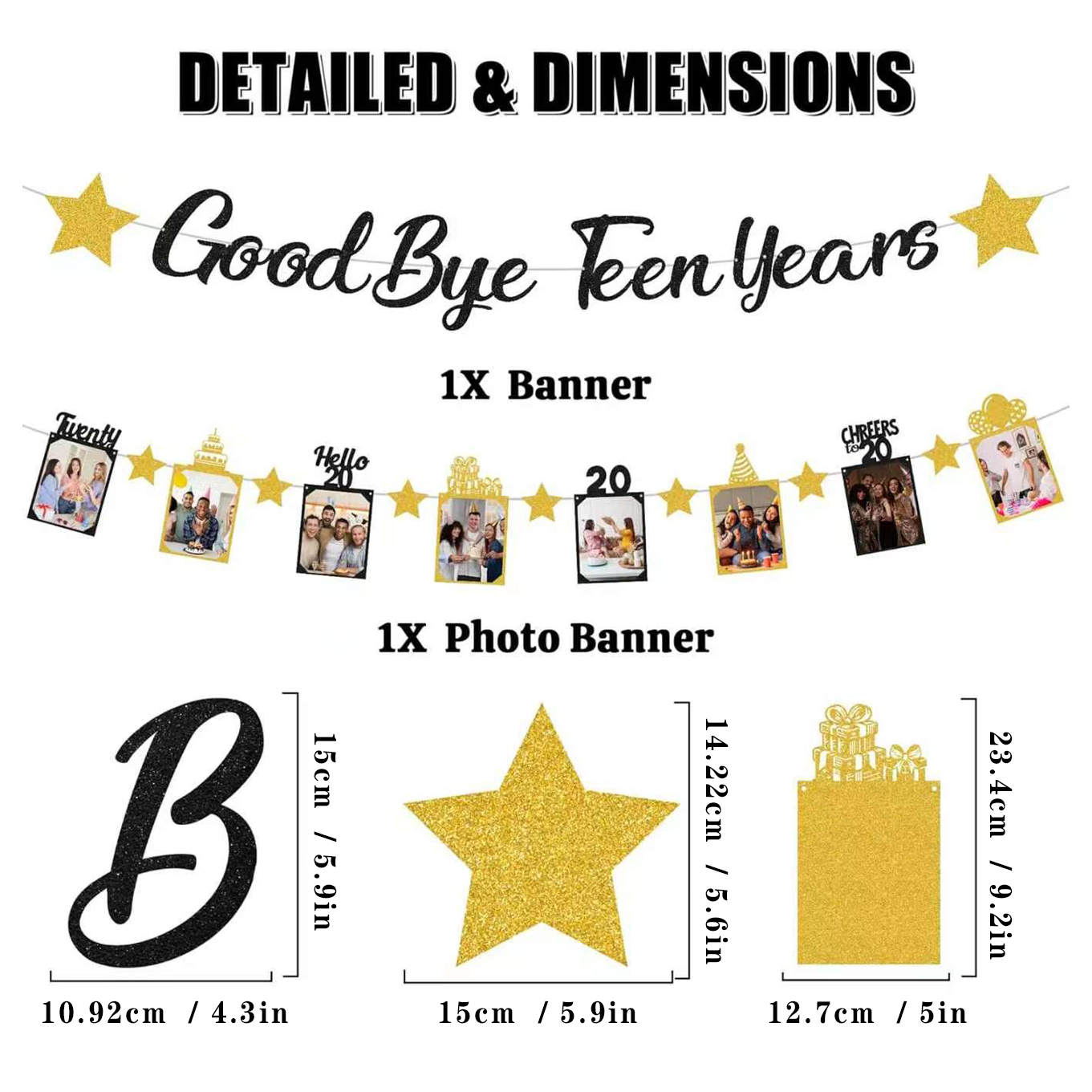Black Gold Glitter Goodbye Tee - Party Banner Gold review and price